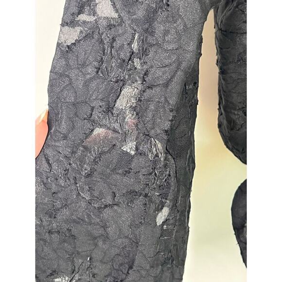 Keepsake Floral Long Sleeve Ruffle Trim Tie Front Crop Top Black Women's Size S - Picture 6 of 8